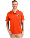 Miami Dolphins NFL Helmet Cutter & Buck Prospect Eco Textured Stretch Recycled Mens Short Sleeve Polo College Orange Front Thumbnail Image