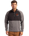 Cincinnati Bengals NFL Helmet Cutter & Buck Adapt Eco Knit Hybrid Recycled Mens Quarter Zip Black Heather/Black Front Thumbnail Image