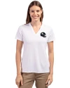 Pittsburgh Steelers NFL Helmet Cutter & Buck Forge Eco Heathered Stretch Womens Blade Top White Front Thumbnail Image