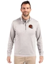 Cincinnati Bengals NFL Helmet Cutter & Buck Stealth Heathered Quarter Zip Mens Pullover Polished Medium Gray Front Thumbnail Image
