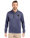 Denver Broncos NFL Helmet Cutter & Buck Stealth Heathered Quarter Zip Mens Pullover Liberty Navy Front Thumbnail Image