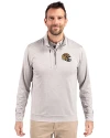View image 8: San Francisco 49ers NFL Helmet Cutter & Buck Stealth Heathered Mens Quarter Zip Polished Medium Gray Front
