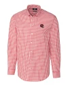 Kansas City Chiefs NFL Helmet Cutter & Buck Easy Care Stretch Gingham Mens Big and Tall Long Sleeve Dress Shirt Cardinal Red Mannequin Thumbnail Image