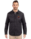 Washington Commanders NFL Helmet Cutter & Buck Rainier PrimaLoft® Mens Big and Tall Eco Insulated Quilted Shirt Jacket Black Front Thumbnail Image