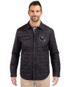 New York Giants NFL Helmet Cutter & Buck Rainier PrimaLoft® Mens Big and Tall Eco Insulated Quilted Shirt Jacket Black Front Thumbnail Image
