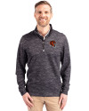 Cincinnati Bengals NFL Helmet Cutter & Buck Traverse Stretch Eco Camo Print Quarter Zip Mens Pullover Black Front Thumbnail Image