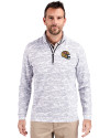 San Francisco 49ers NFL Helmet Cutter & Buck Traverse Stretch Eco Camo Print Quarter Zip Mens Pullover Charcoal Front Thumbnail Image