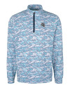 New England Patriots NFL Helmet Cutter & Buck Traverse Stretch Eco Camo Print Quarter Zip Mens Pullover Indigo Mannequin Thumbnail Image