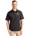 New Orleans Saints NFL Helmet Cutter & Buck Virtue Eco Pique Recycled Mens Big and Tall Polo Black Front Thumbnail Image