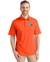 Miami Dolphins NFL Helmet Cutter & Buck Virtue Eco Pique Recycled Mens Polo College Orange Front Thumbnail Image