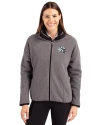 View image 4: Indianapolis Colts NFL Helmet Cutter & Buck Cascade Epic Comfort Recycled Sherpa Fleece Womens Full Zip Jacket Elemental Grey/Black Front