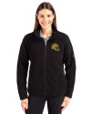 Green Bay Packers NFL Helmet Cutter & Buck Cascade Eco Fleece Womens Full Zip Jacket Black Front Thumbnail Image