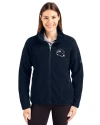 View image 1: Seattle Seahawks NFL Helmet Cutter & Buck Cascade Epic Comfort Recycled Sherpa Fleece Womens Full Zip Jacket Navy Blue Front