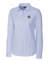 View image 7: New England Patriots NFL Helmet Cutter & Buck Easy Care Stretch Oxford Stripe Womens Long Sleeve Button Down Shirt Light Blue Mannequin
