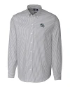View image 2: Carolina Panthers NFL Helmet Cutter & Buck Easy Care Stretch Oxford Stripe Mens Big & Tall Long Sleeve Button Down Shirt Charcoal Mannequin