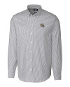 New Orleans Saints NFL Helmet Cutter & Buck Stretch Oxford Stripe Mens Big and Tall Long Sleeve Dress Shirt Charcoal Mannequin Thumbnail Image