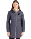 Chicago Bears NFL Helmet Cutter & Buck Rainier PrimaLoft®  Womens Eco Insulated Hooded Long Coat Anthracite Melange Front Thumbnail Image