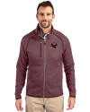 Washington Commanders NFL Helmet Cutter & Buck Mainsail Sweater-Knit Mens Full Zip Jacket Bordeaux Heather Front Thumbnail Image