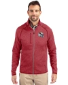 Arizona Cardinals NFL Helmet Cutter & Buck Mainsail Sweater-Knit Mens Full Zip Jacket Cardinal Red Heather Front Thumbnail Image
