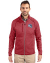 Buffalo Bills NFL Helmet Cutter & Buck Mainsail Sweater-Knit Mens Full Zip Jacket Cardinal Red Heather Front Thumbnail Image