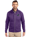 Minnesota Vikings NFL Helmet Cutter & Buck Mainsail Sweater-Knit Mens Full Zip Jacket College Purple Heather Front Thumbnail Image