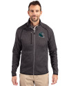 Philadelphia Eagles NFL Helmet Cutter & Buck Mainsail Sweater-Knit Mens Full Zip Jacket Charcoal Heather Front Thumbnail Image