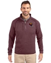 Washington Commanders NFL Helmet Cutter & Buck Mainsail Sweater-Knit Mens Half Zip Pullover Jacket Bordeaux Heather Front Thumbnail Image