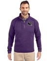 Baltimore Ravens NFL Helmet Cutter & Buck Mainsail Sweater-Knit Mens Half Zip Pullover Jacket College Purple Heather Front Thumbnail Image