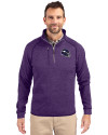 Minnesota Vikings NFL Helmet Cutter & Buck Mainsail Sweater-Knit Mens Half Zip Pullover Jacket College Purple Heather Front Thumbnail Image