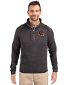 Cincinnati Bengals NFL Helmet Cutter & Buck Mainsail Sweater-Knit Mens Big and Tall Half Zip Pullover Jacket Charcoal Heather Front Thumbnail Image