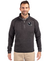 Pittsburgh Steelers NFL Helmet Cutter & Buck Mainsail Sweater-Knit Mens Big and Tall Half Zip Pullover Jacket Charcoal Heather Front Thumbnail Image