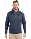 Seattle Seahawks NFL Helmet Cutter & Buck Mainsail Sweater-Knit Mens Big and Tall Half Zip Pullover Jacket Liberty Navy Heather Front Thumbnail Image