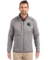 Philadelphia Eagles NFL Helmet Cutter & Buck Mainsail Sweater-Knit Mens Big and Tall Full Zip Jacket Polished Heather Front Thumbnail Image