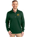 Green Bay Packers NFL Helmet Cutter & Buck Traverse Stretch Eco Quarter Zip Mens Pullover Hunter Green Front Thumbnail Image