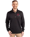 Kansas City Chiefs NFL Helmet Cutter & Buck Traverse Stretch Eco Quarter Zip Mens Pullover Black Front Thumbnail Image