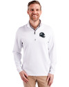 Seattle Seahawks NFL Helmet Cutter & Buck Traverse Stretch Eco Quarter Zip Mens Pullover White Front Thumbnail Image