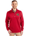San Francisco 49ers NFL Helmet Cutter & Buck Traverse Stretch Eco Quarter Zip Mens Pullover Red Front Thumbnail Image