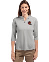 Cincinnati Bengals NFL Helmet Cutter & Buck Virtue Eco Pique Recycled Half Zip Pullover Womens Hoodie Polished Medium Gray Front Thumbnail Image