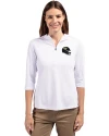 Jacksonville Jaguars NFL Helmet Cutter & Buck Virtue Eco Pique Recycled Half Zip Pullover Womens Hoodie White Front Thumbnail Image