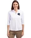 Minnesota Vikings NFL Helmet Cutter & Buck Virtue Eco Pique Recycled Half Zip Pullover Womens Hoodie White Front Thumbnail Image