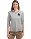 Philadelphia Eagles NFL Helmet Cutter & Buck Virtue Eco Pique Recycled Half Zip Pullover Womens Hoodie Polished Medium Gray Front Thumbnail Image