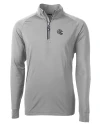 View image 15: New England Patriots NFL Helmet Cutter & Buck Adapt Recycled Soft Knit Stretch  Mens Quarter Zip Pullover Polished Medium Gray Mannequin