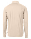 New England Patriots NFL Helmet Cutter & Buck Adapt Eco Knit Stretch Recycled Mens Quarter Zip Pullover Wheat Mannequin Back Thumbnail Image