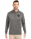 Pittsburgh Steelers NFL Helmet Cutter & Buck Adapt Eco Knit Stretch Recycled Mens Quarter Zip Pullover Elemental Grey Front Thumbnail Image