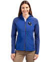 New York Giants NFL Helmet Cutter & Buck Adapt Eco Knit Hybrid Recycled Womens Full Zip Jacket Tour Blue Front Thumbnail Image