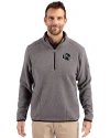 Atlanta Falcons NFL Helmet Cutter & Buck Cascade Eco Fleece Mens Quarter Zip Jacket Elemental Grey/Black Front Thumbnail Image