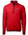 New England Patriots NFL Helmet Cutter & Buck Cascade Eco Fleece Mens Quarter Zip Jacket Red/Navy Blue Mannequin Thumbnail Image