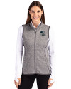 Carolina Panthers NFL Helmet Cutter & Buck Mainsail Sweater Knit Womens Full Zip Vest Polished Heather Front Thumbnail Image