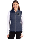 Denver Broncos NFL Helmet Cutter & Buck Mainsail Sweater Knit Womens Full Zip Vest Liberty Navy Heather Front Thumbnail Image