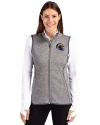 Los Angeles Rams NFL Helmet Cutter & Buck Mainsail Sweater Knit Womens Full Zip Vest Polished Heather Front Thumbnail Image
